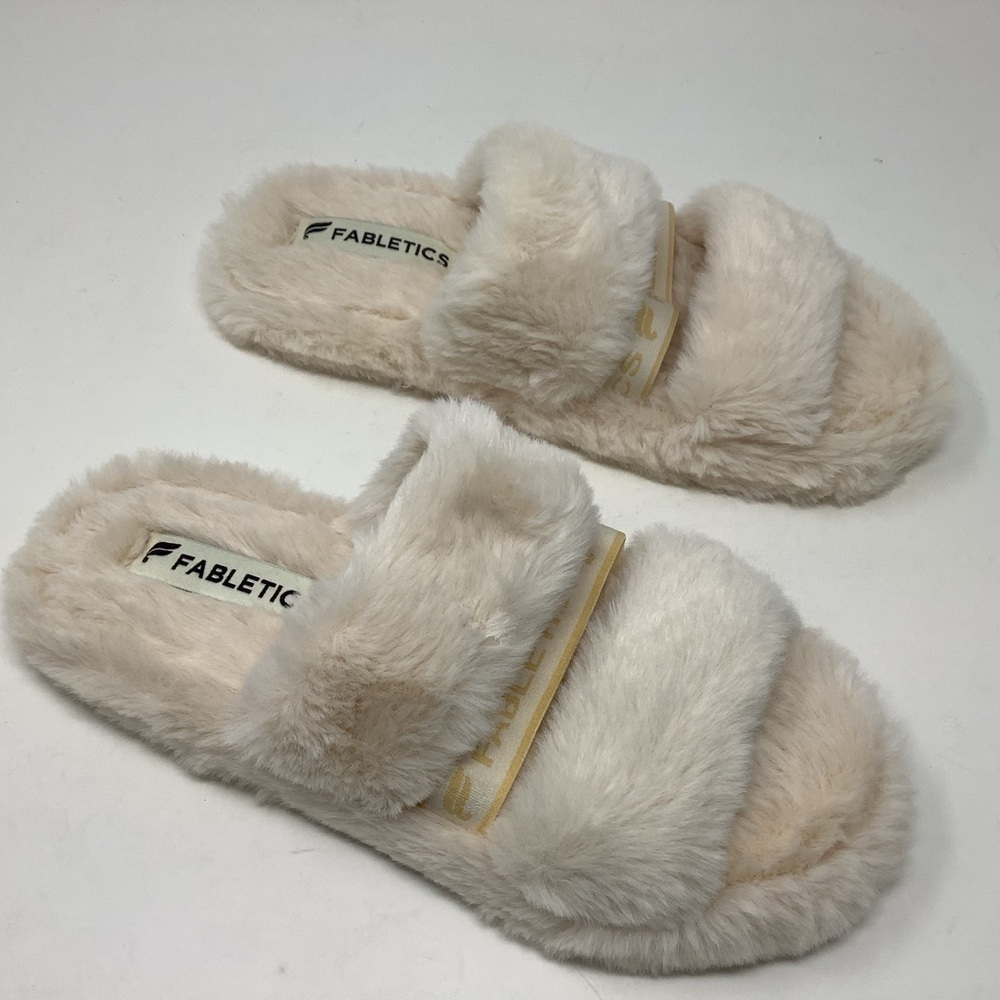 Fabletics Cream Snug Strap Slippers